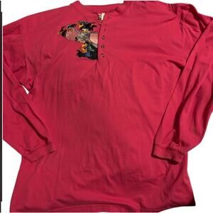 Vintage Disney Dumbo & Crows Pink Henley Long Sleeve Shirt Unisex L